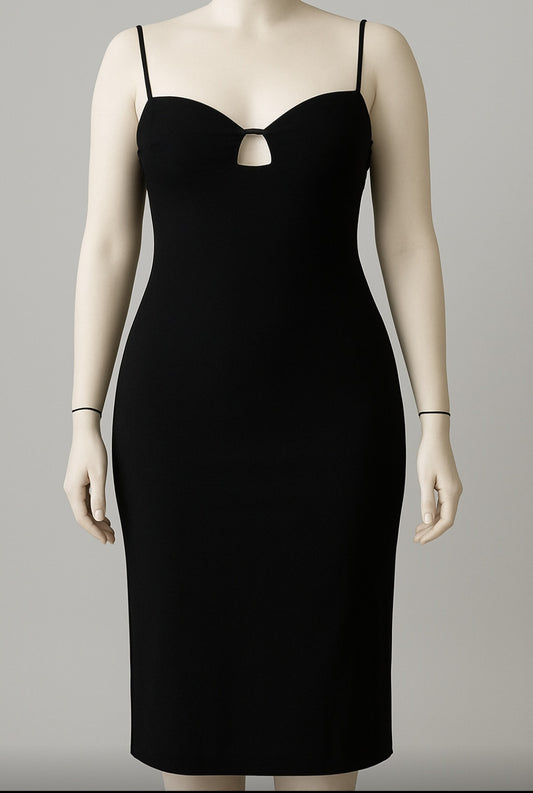 Midnight Keyhole Slit Midi Dress
