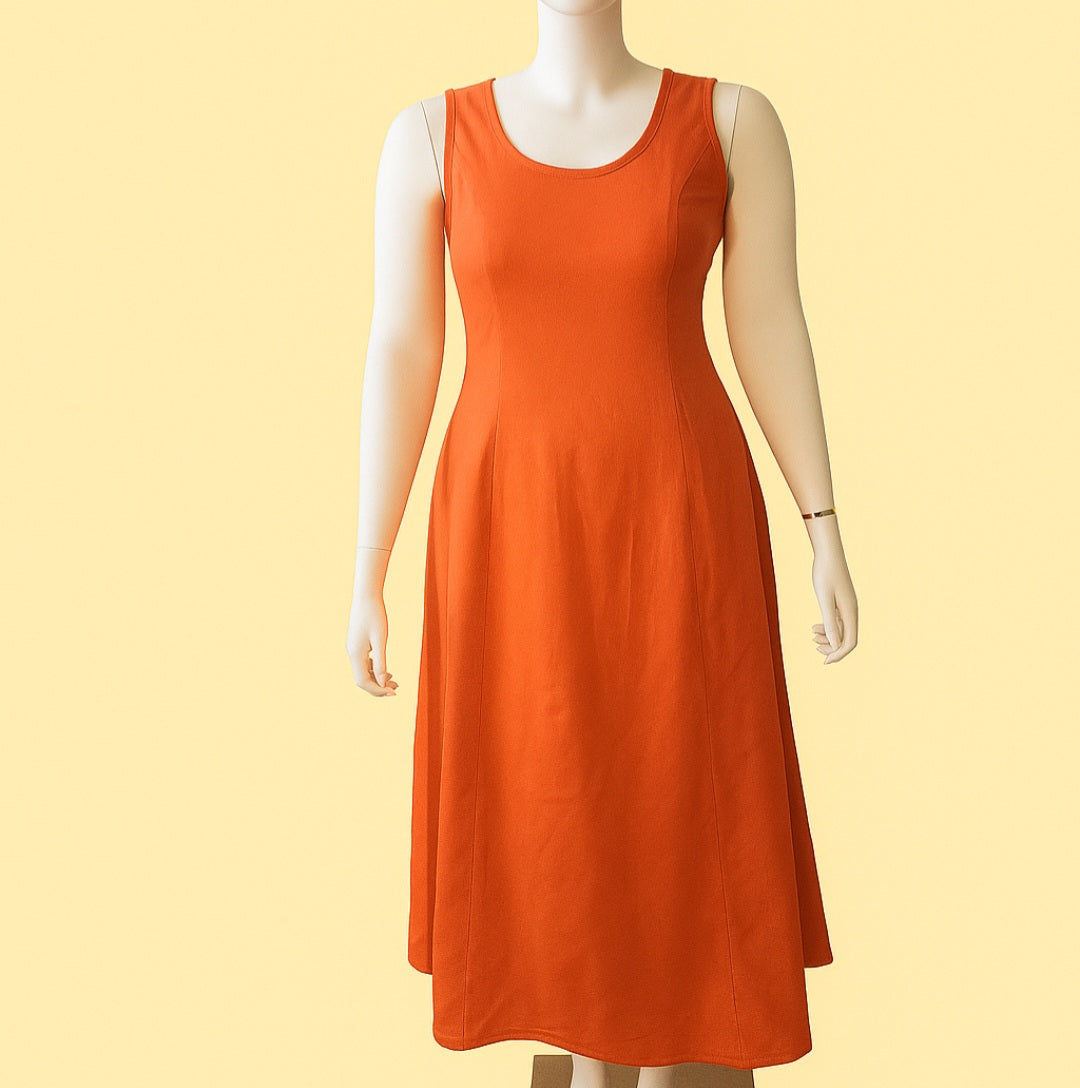 Sunset Glow Sleeveless Midi Denim Dress