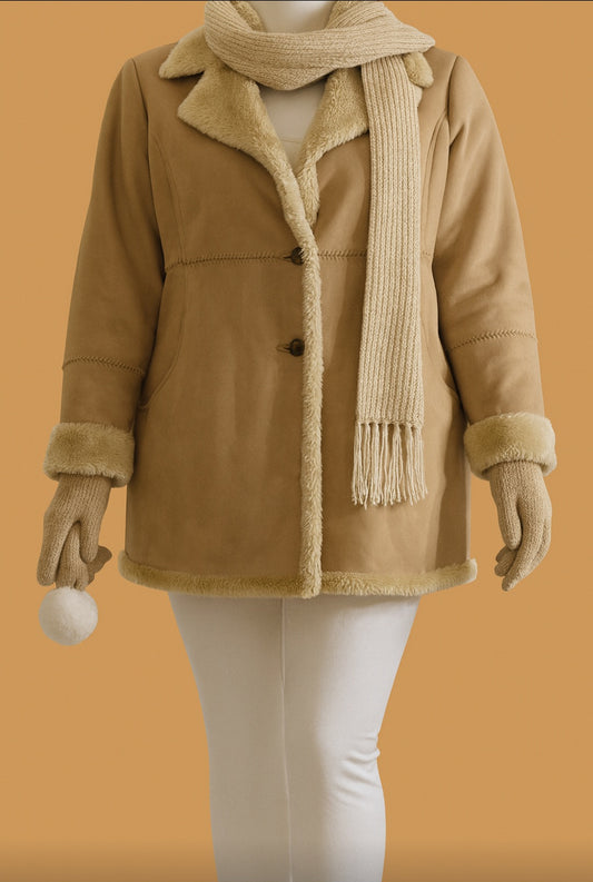 Fleece Lined Button Up Winter Coat with Pockets