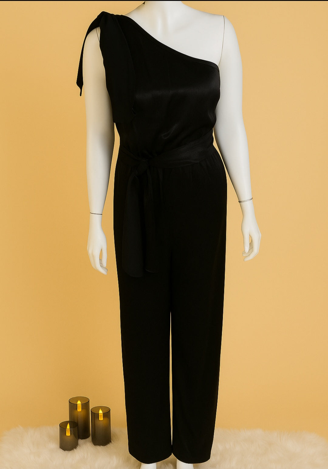 Elegant One-Shoulder Black Wide-Leg Jumpsuit