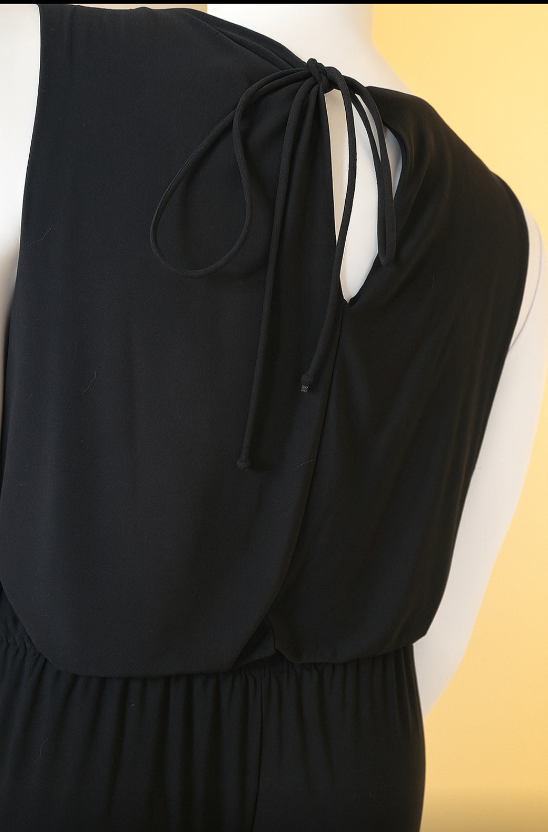 Black Stretch Elastic Waist Jumpsuit with Pockets