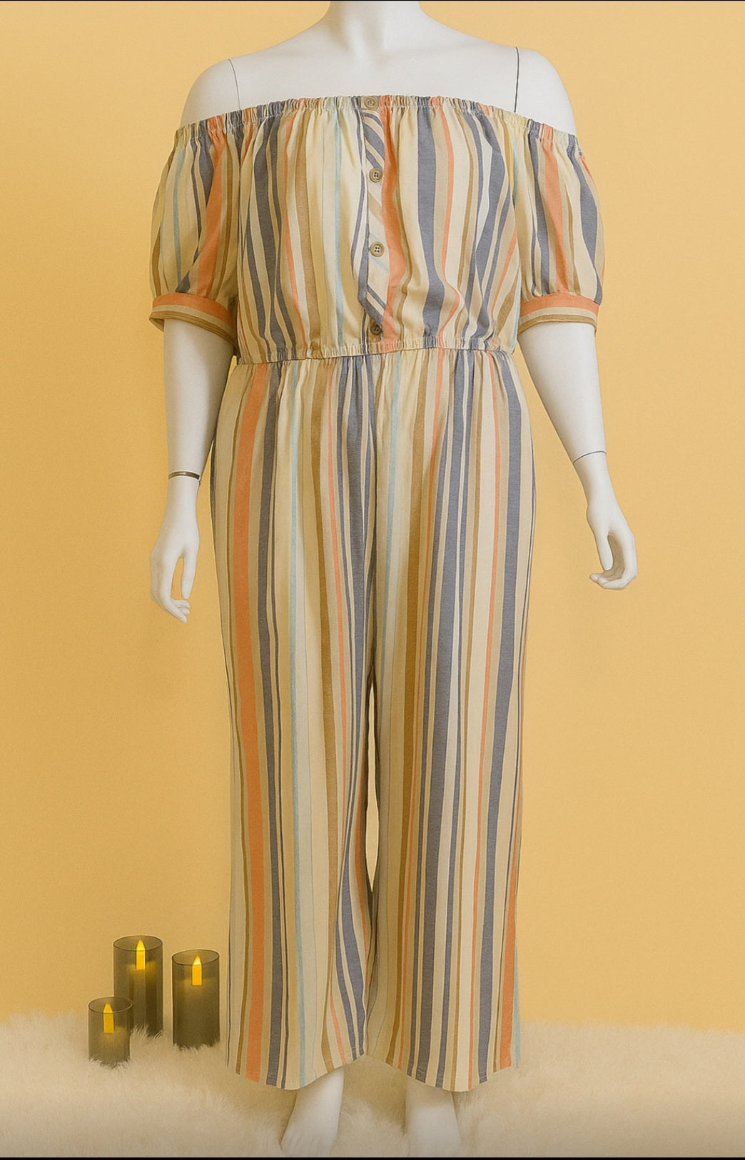 Sunset Stripes Off-Shoulder Jumpsuit