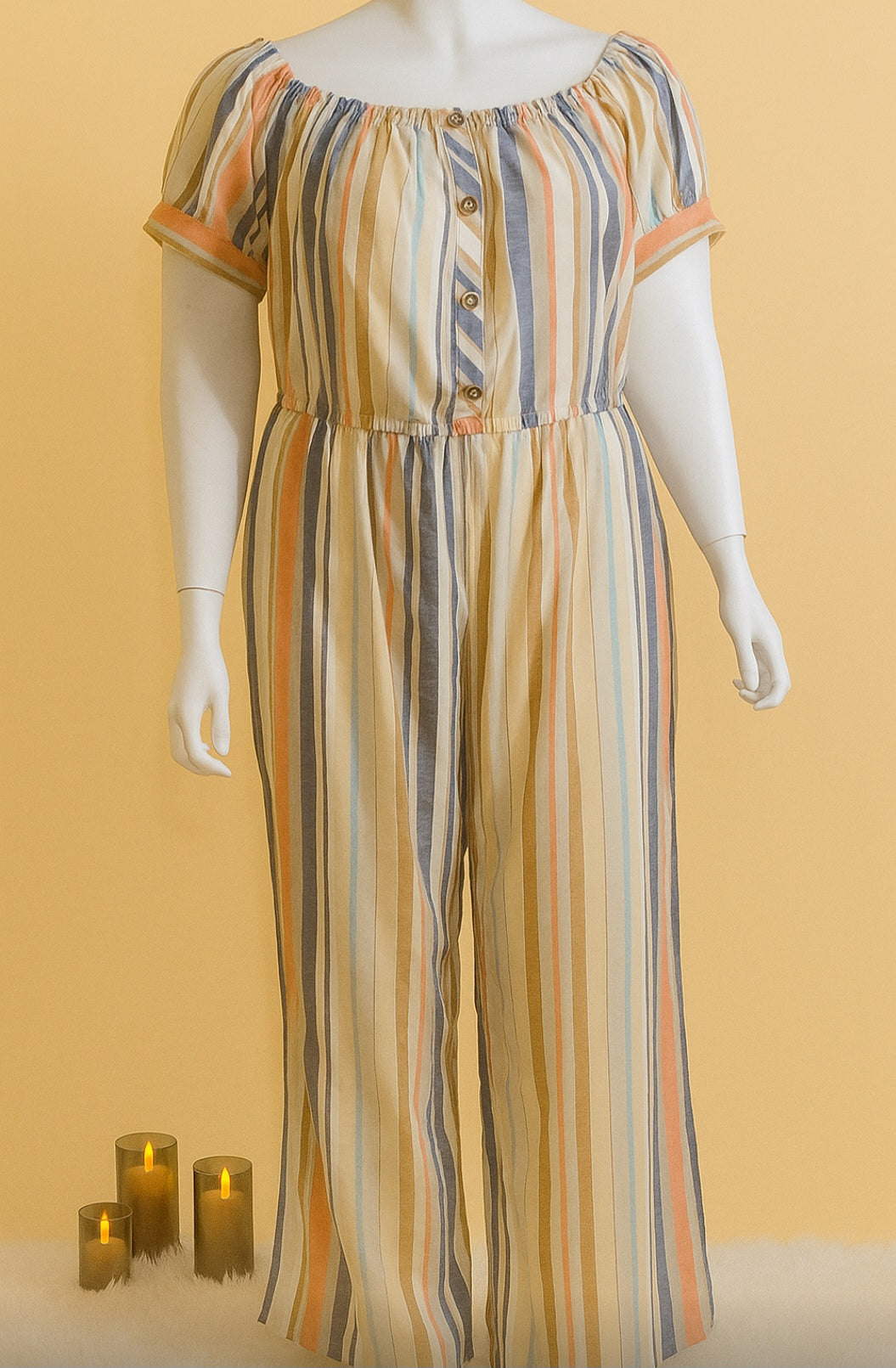 Sunset Stripes Off-Shoulder Jumpsuit