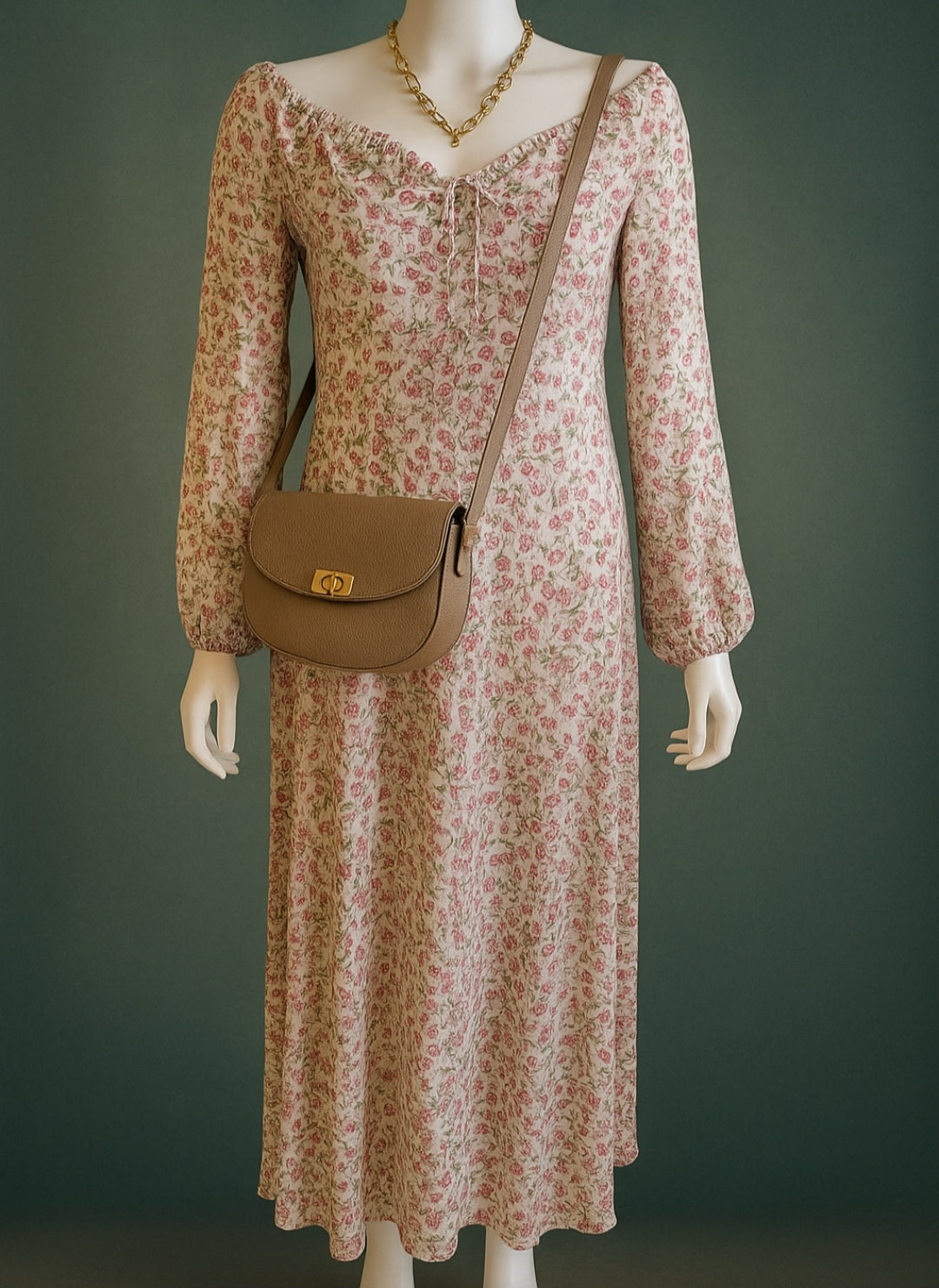 Floral Peasant Style Maxi Dress