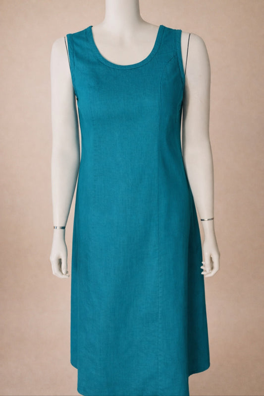 Dyed Denim Zip Back Midi Dress