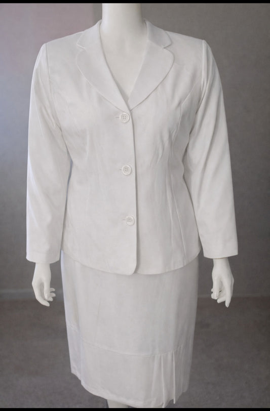 Classic White Two Piece Skirt Suit