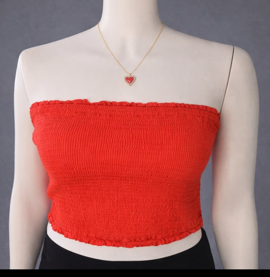 Smocked Strapless Tube Top Blouse