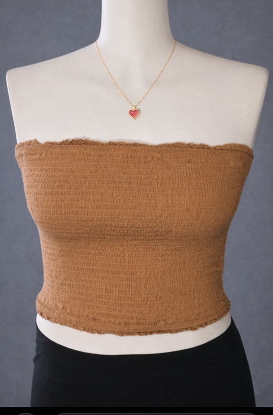 Smocked Strapless Tube Top Blouse