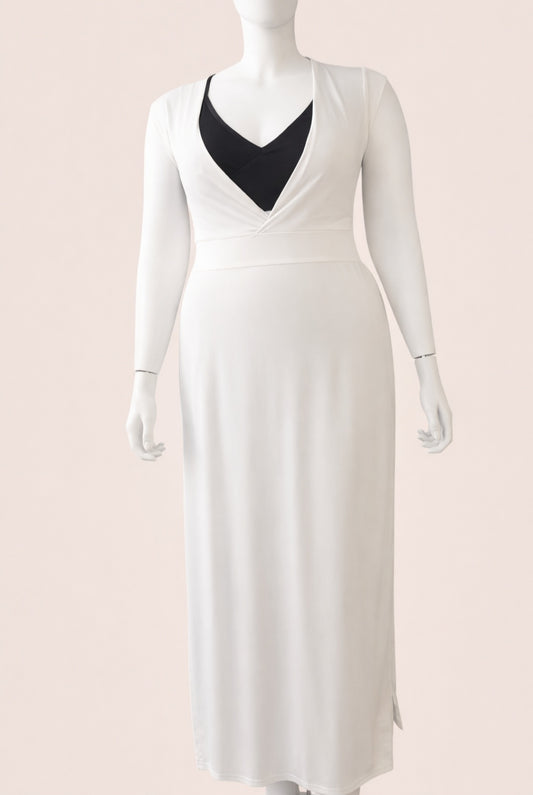 White Side Slit Maxi Swim Cover Up Dress