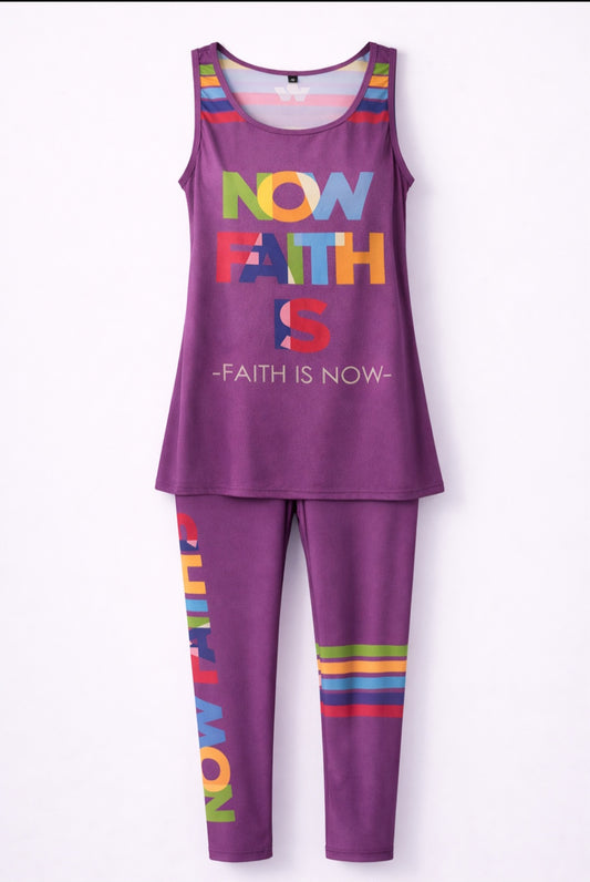 Faith Is Now 3 Piece Activewear Set (Tank, Leggings & Shorts)