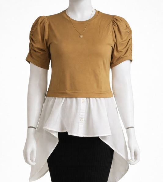 Caramel Chic layered Peplum Blouse