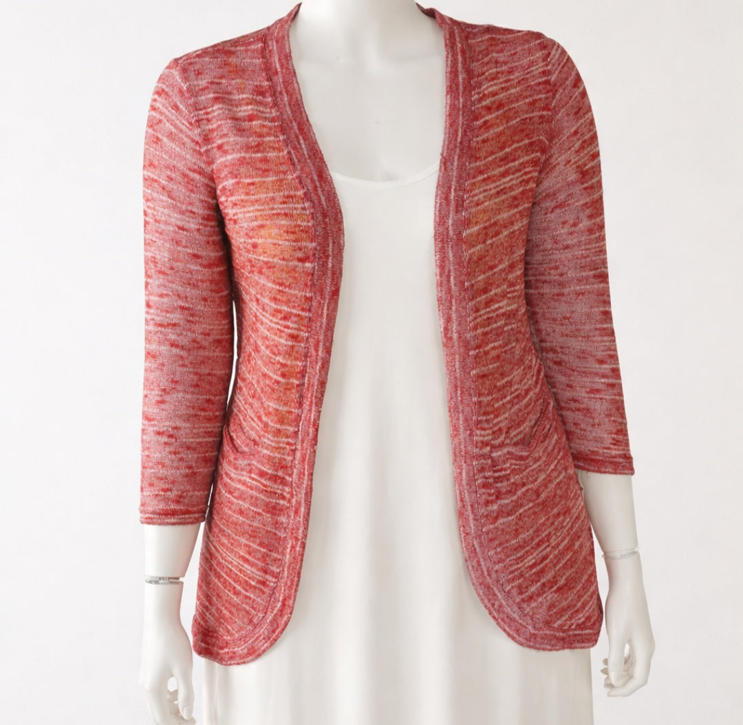 Marled Rose Knit Open Front Cardigan
