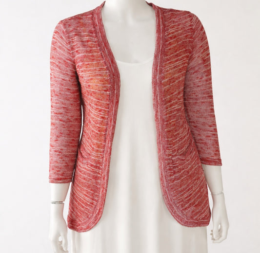 Marled Rose Knit Open Front Cardigan
